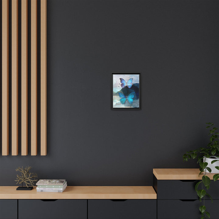 Canvas Art - Sustainably Made Framed Wall Décor - Blue Butterfly Mist