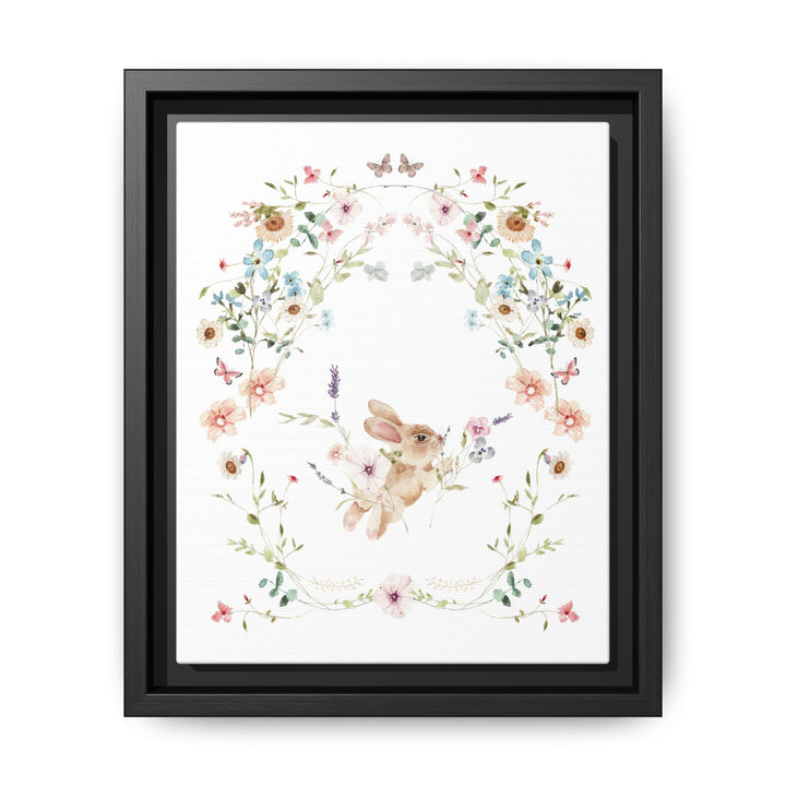 Canvas Wall Art - Sustainably Made Framed Wall Art - Baby Bunny Wreath