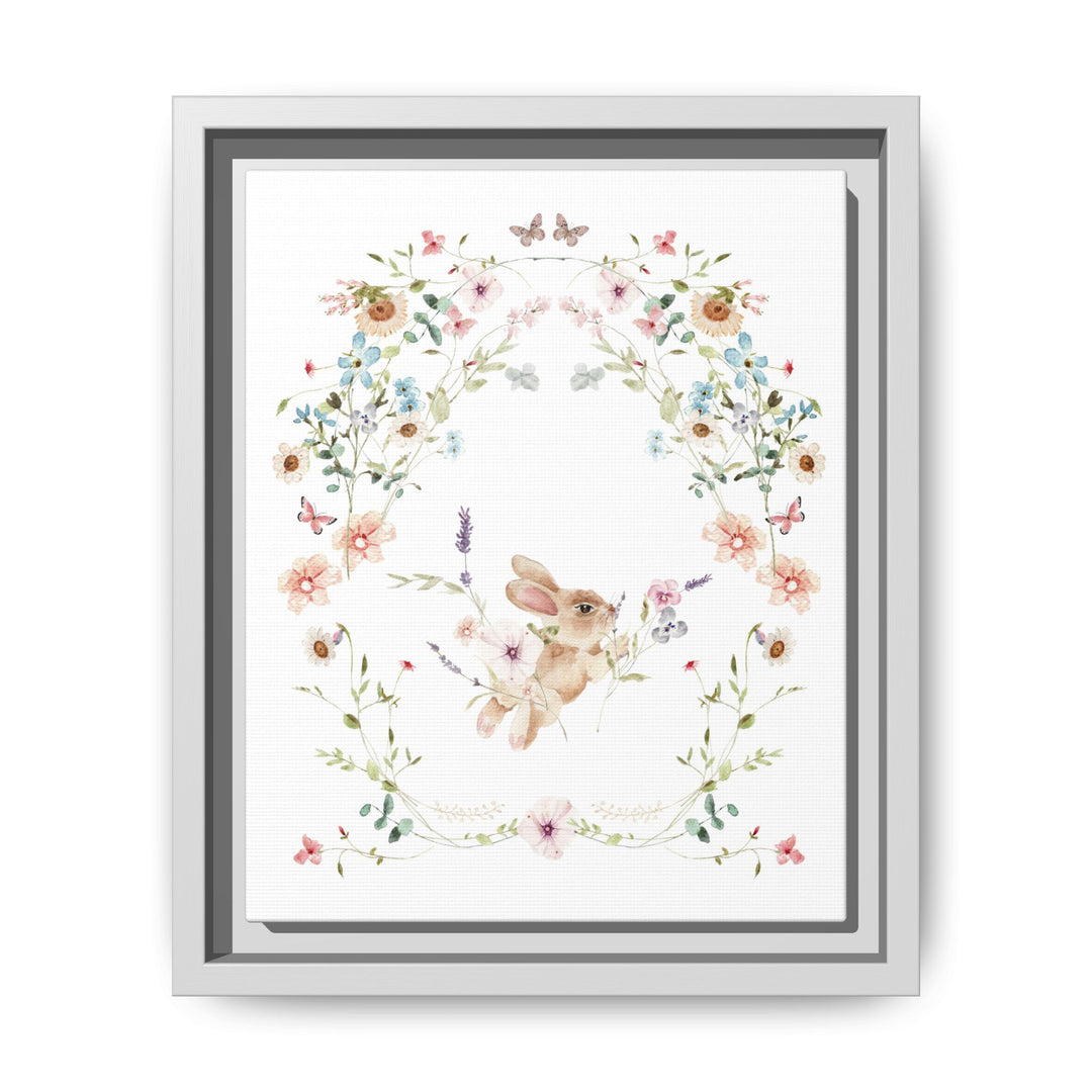 Canvas Wall Art - Sustainably Made Framed Wall Art - Baby Bunny Wreath
