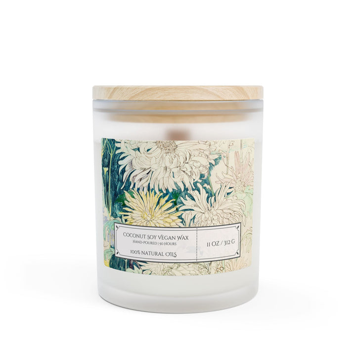 Frosted Glass Candle - 11oz - Soy Wax - Chrysanthemum