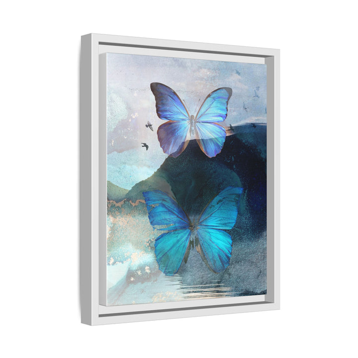 Canvas Art - Sustainably Made Framed Wall Décor - Blue Butterfly Mist