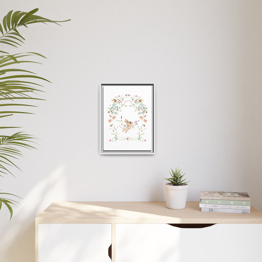Canvas Wall Art - Sustainably Made Framed Wall Art - Baby Bunny Wreath