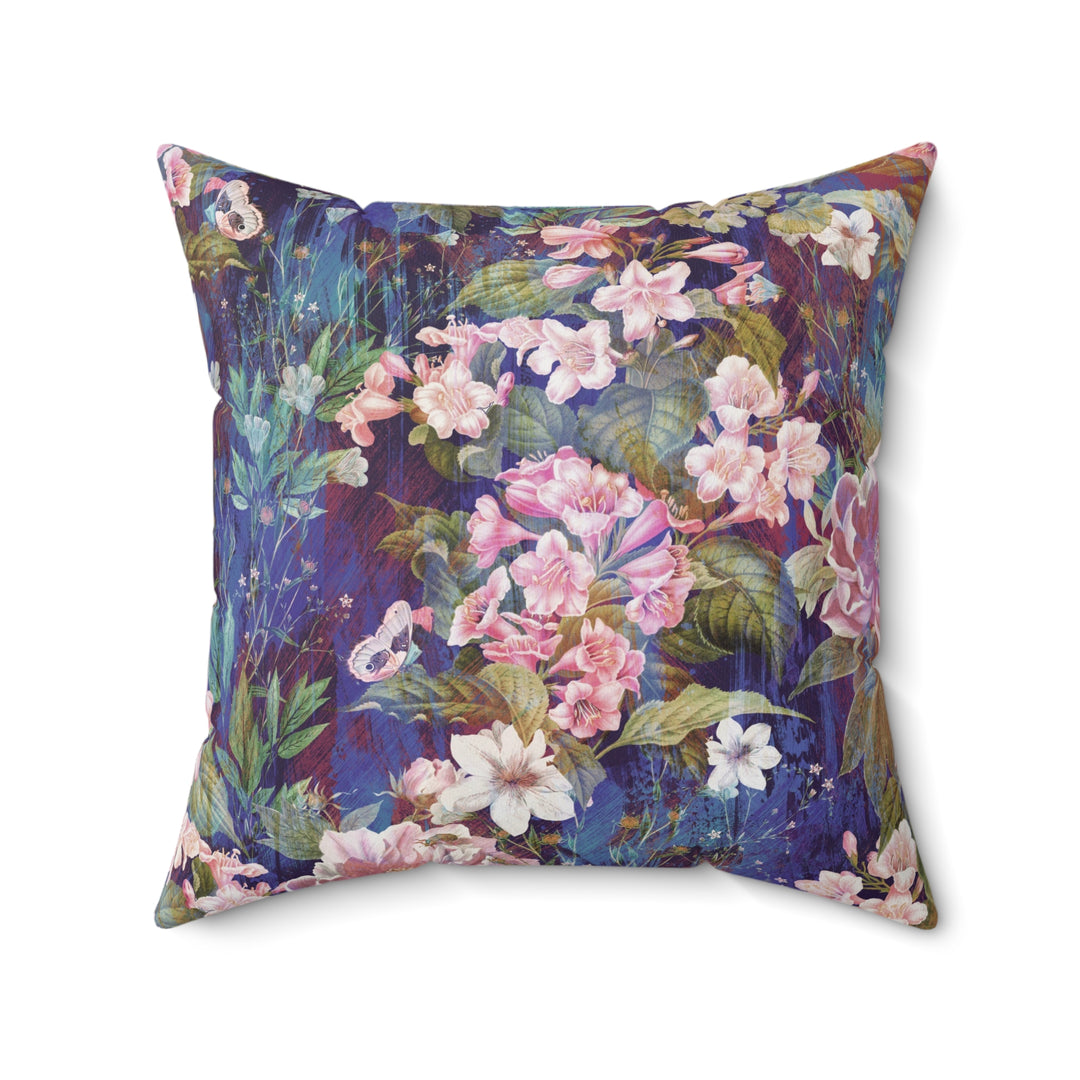 Luxury Faux Suede Pillow - Midnight Bloom