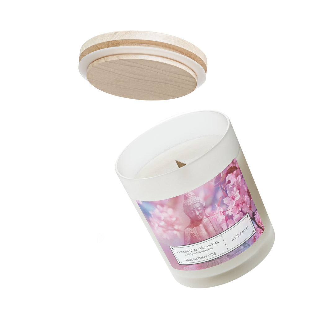 Frosted Glass Candle - 11oz - Vegan Wax - Blossom Buddha