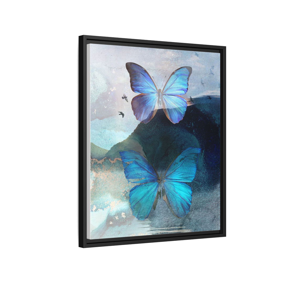 Canvas Art - Sustainably Made Framed Wall Décor - Blue Butterfly Mist
