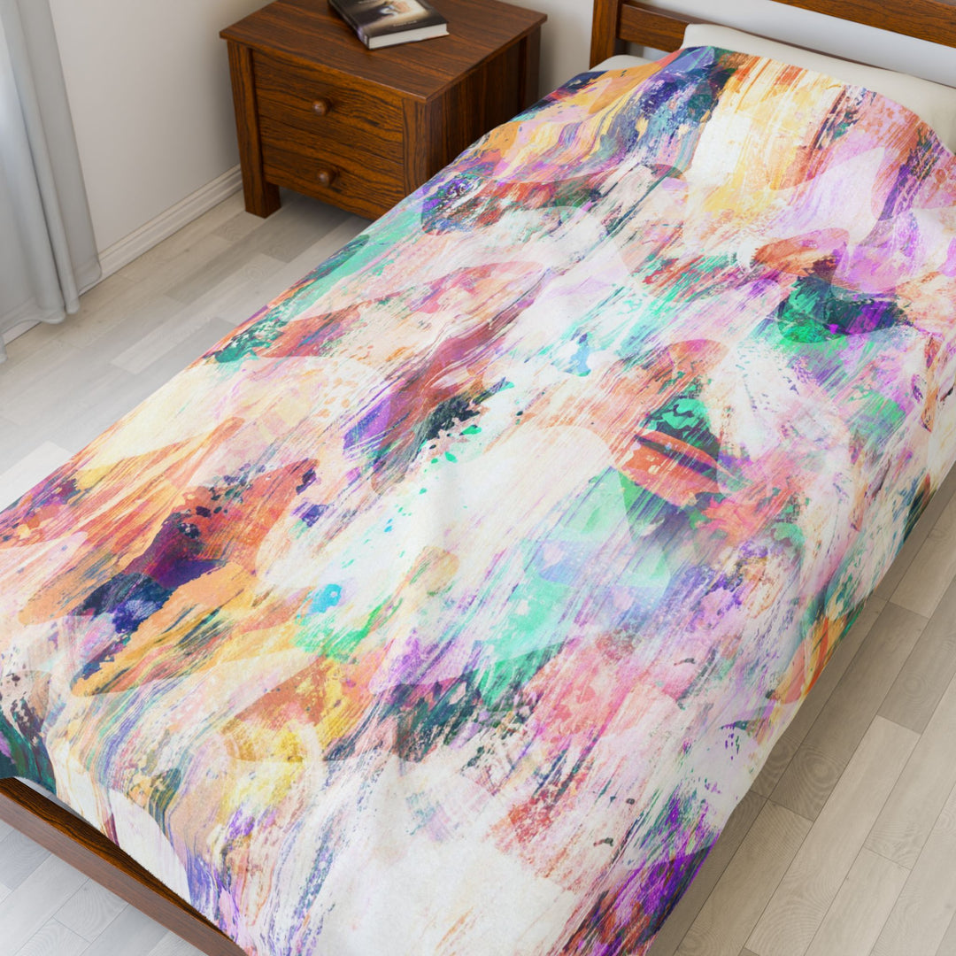 Luxury Velveteen Plush Blanket - Abstract Garden - Cozy & Soft- Cozy & Soft