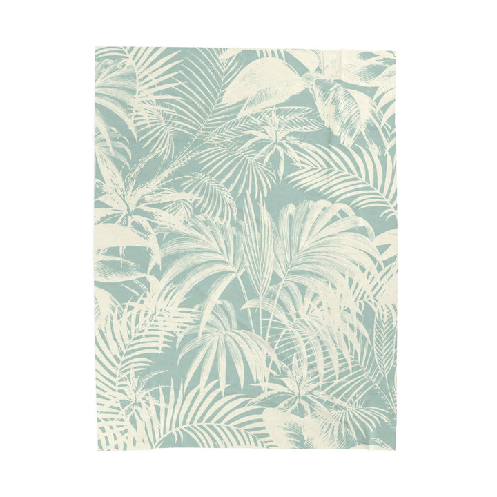 Luxury Velveteen Plush Blanket - Soft Green Palm- Cozy & Soft
