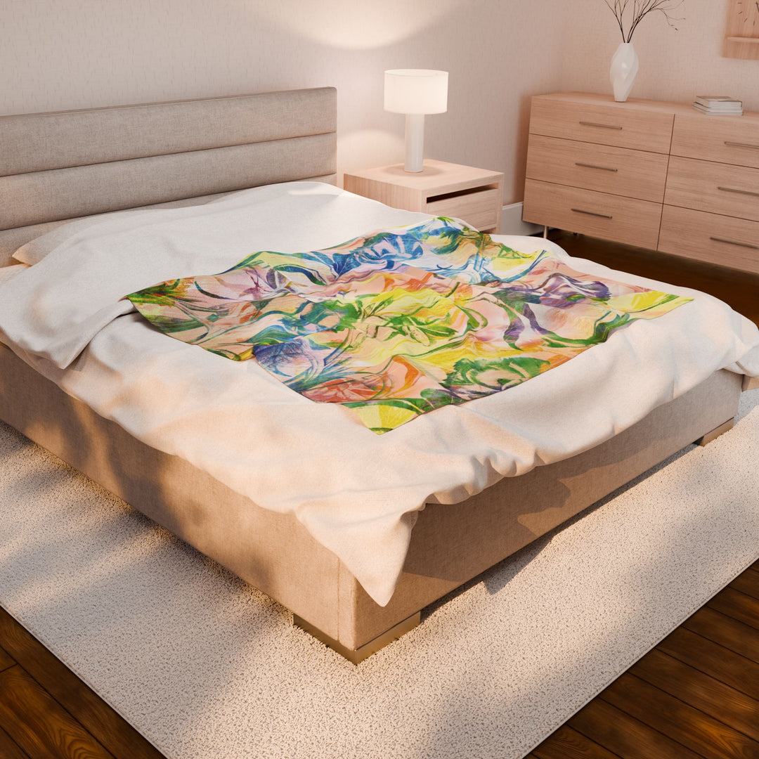 Luxury Velveteen Plush Blanket - Sunshine Garden- Cozy & Soft