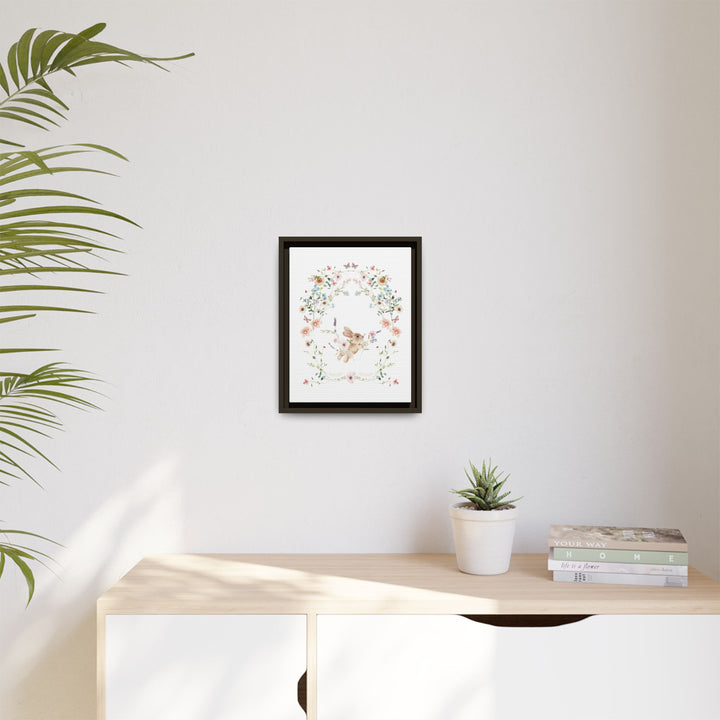 Canvas Wall Art - Sustainably Made Framed Wall Art - Baby Bunny Wreath