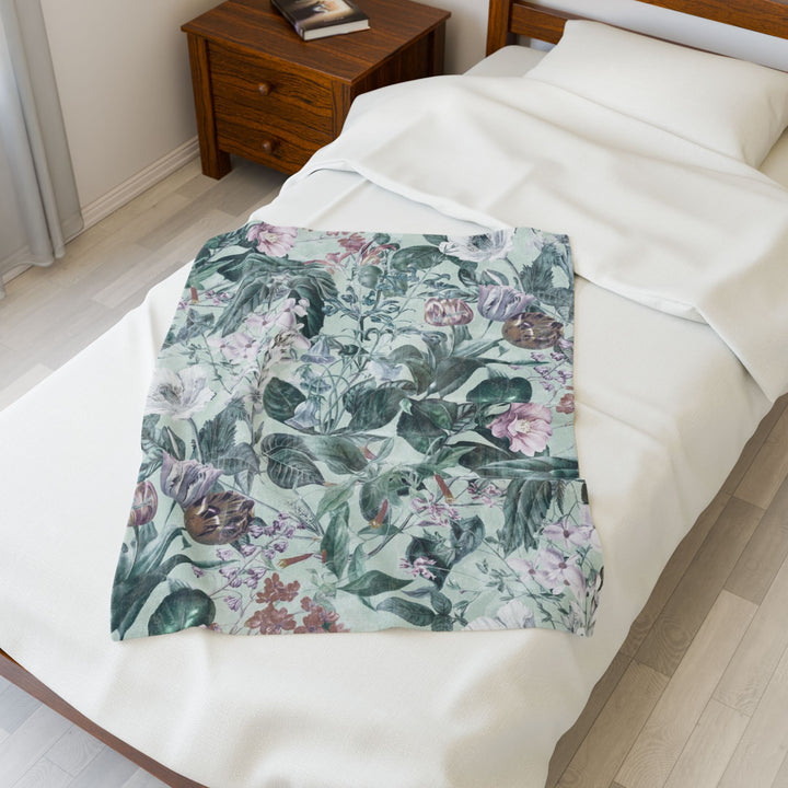 Luxury Velveteen Plush Blanket - Dutch Tulip Garden- Cozy & Soft