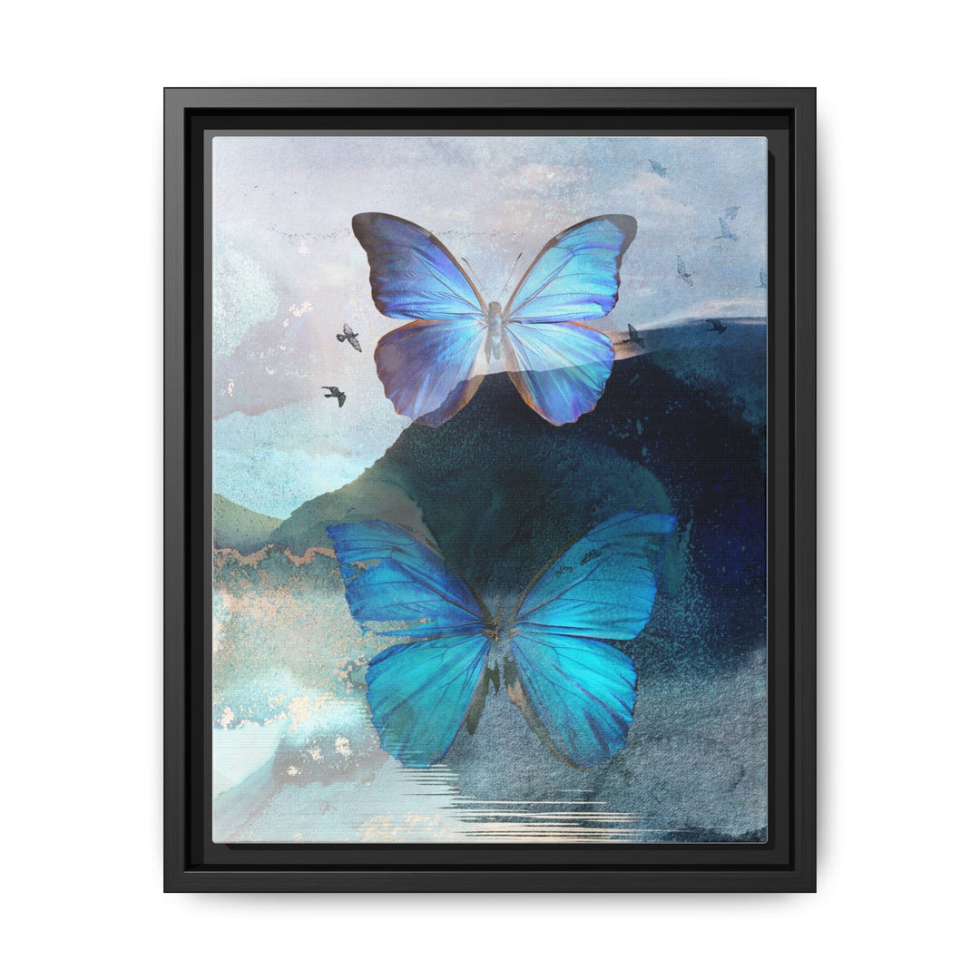 Canvas Art - Sustainably Made Framed Wall Décor - Blue Butterfly Mist
