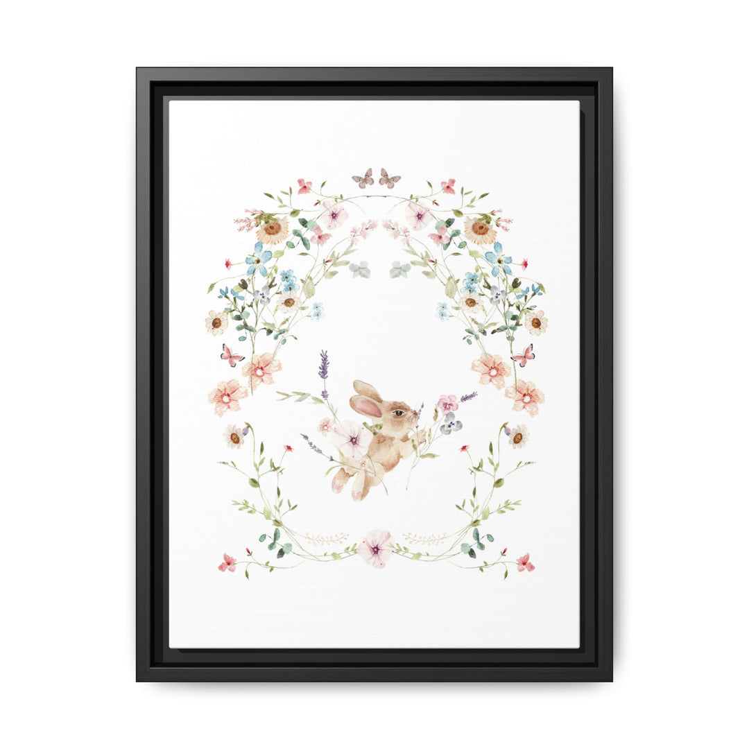 Canvas Wall Art - Sustainably Made Framed Wall Art - Baby Bunny Wreath