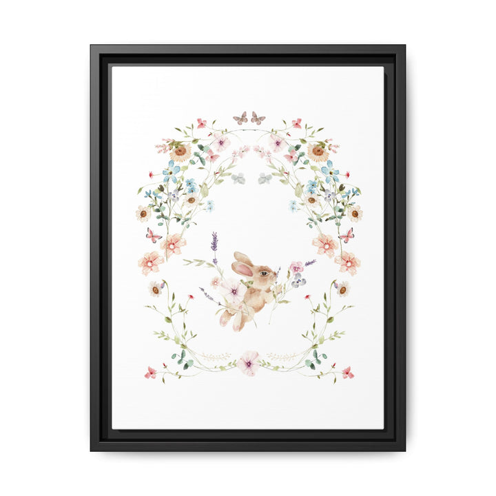 Canvas Wall Art - Sustainably Made Framed Wall Art - Baby Bunny Wreath