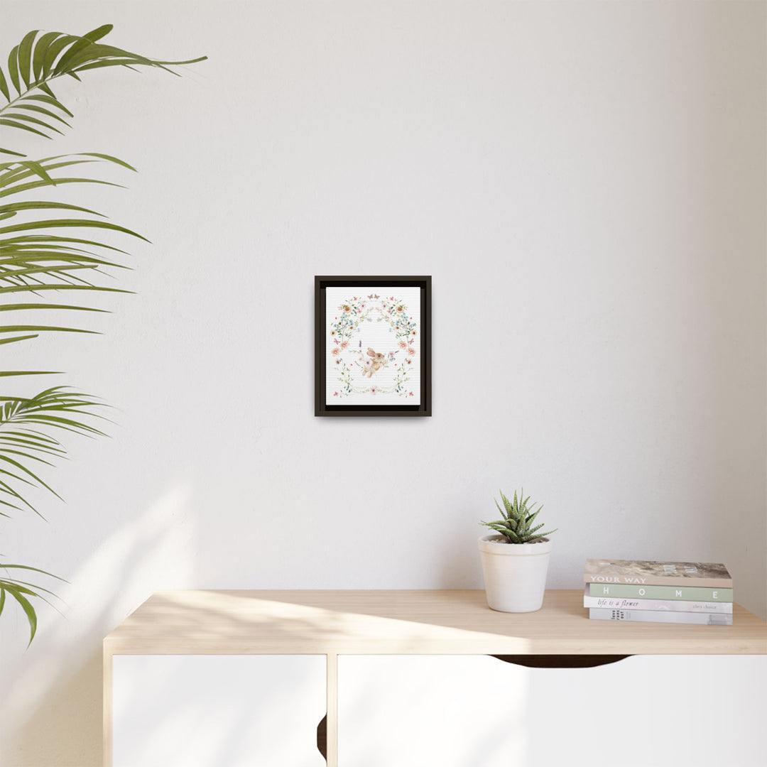 Canvas Wall Art - Sustainably Made Framed Wall Art - Baby Bunny Wreath