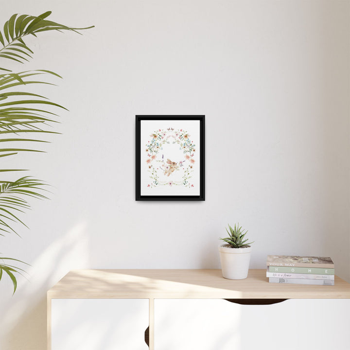 Canvas Wall Art - Sustainably Made Framed Wall Art - Baby Bunny Wreath