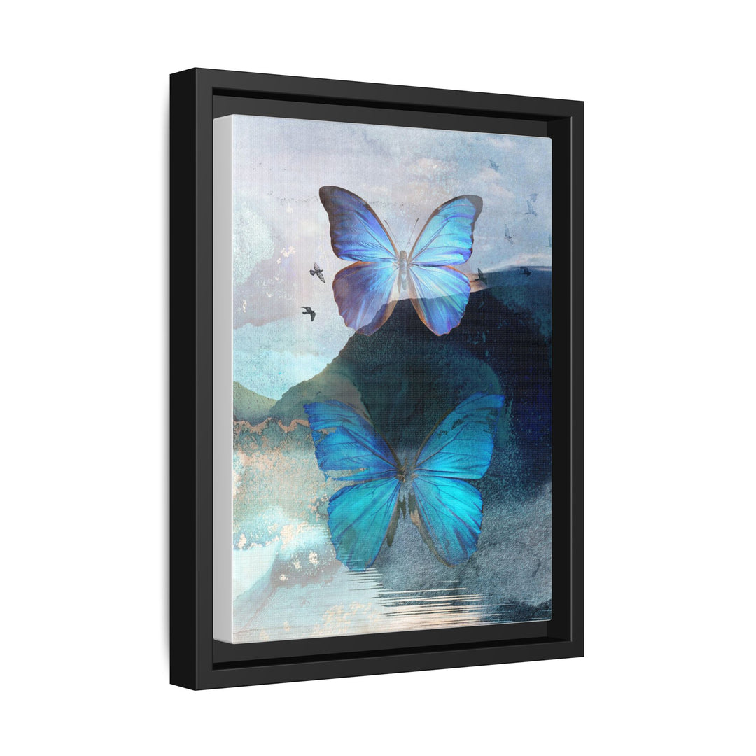 Canvas Art - Sustainably Made Framed Wall Décor - Blue Butterfly Mist