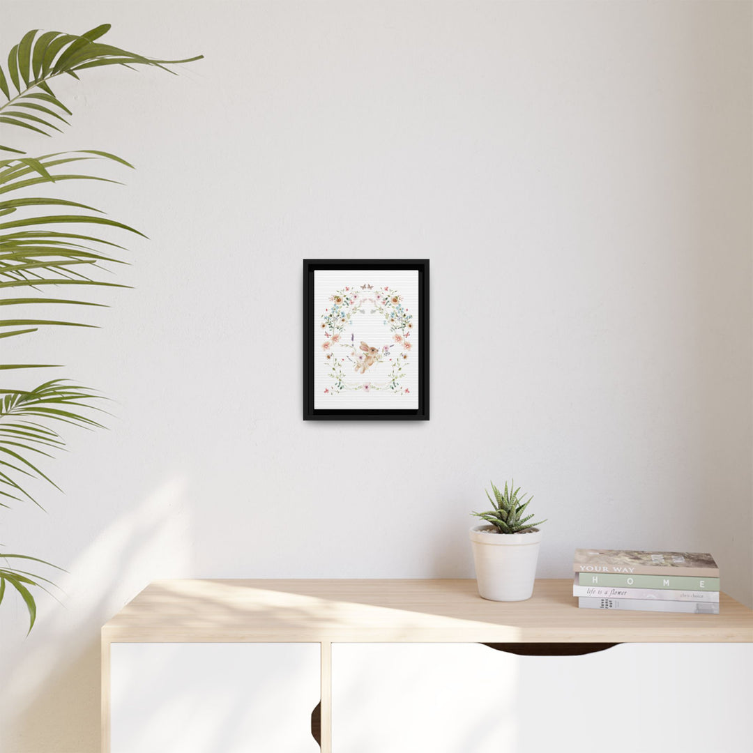 Canvas Wall Art - Sustainably Made Framed Wall Art - Baby Bunny Wreath