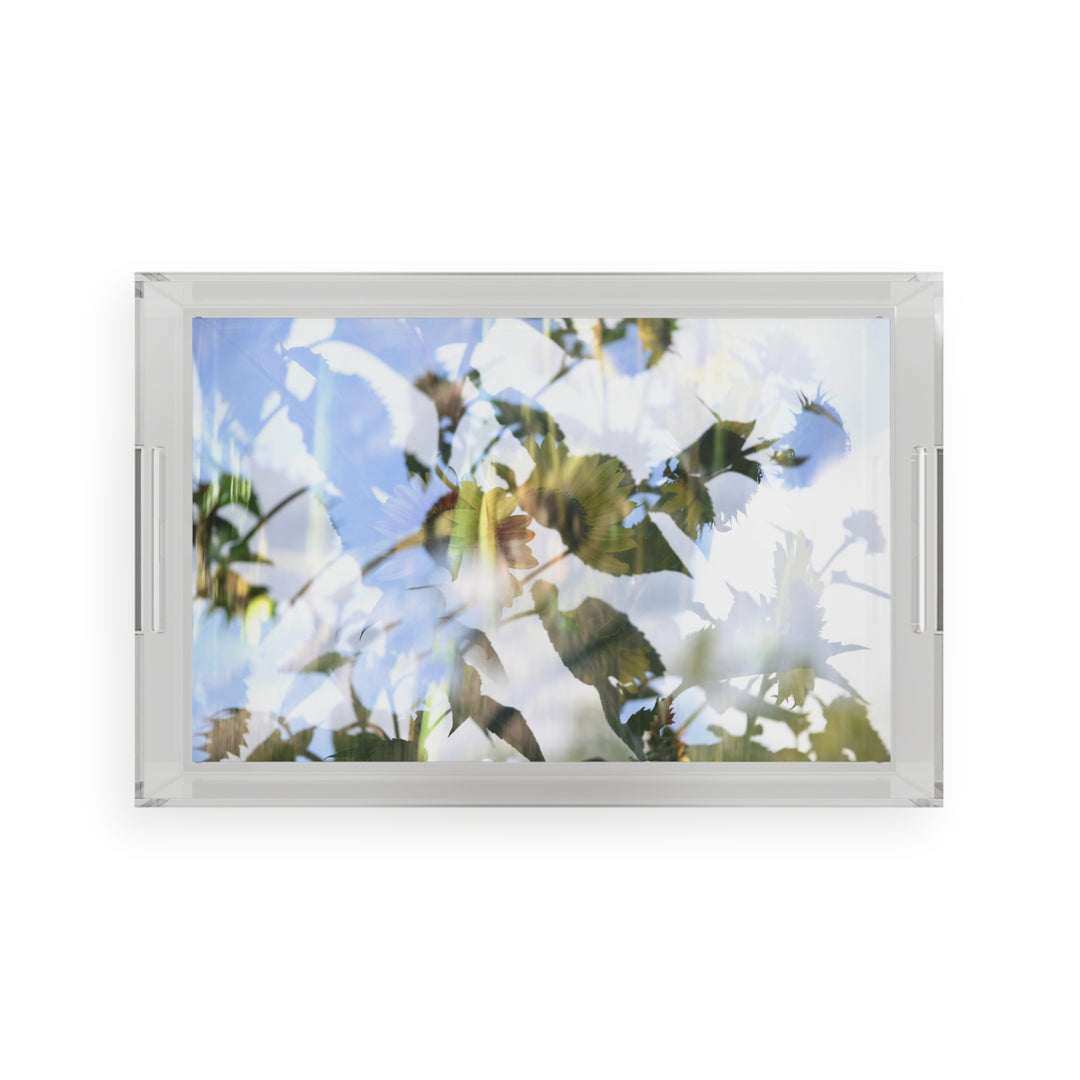Elegant Vintage Flower Acrylic Serving Tray - Summer Sunflower