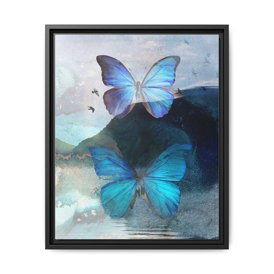 Canvas Art - Sustainably Made Framed Wall Décor - Blue Butterfly Mist