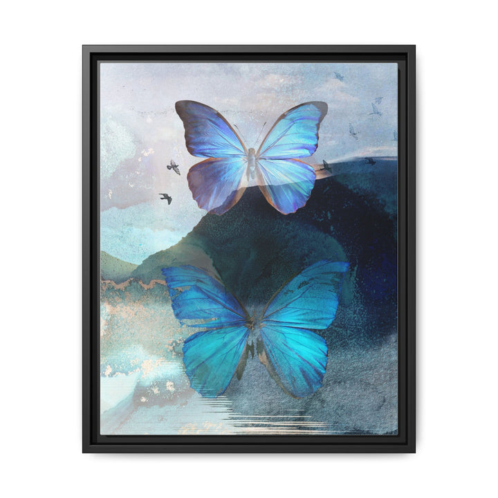 Canvas Art - Sustainably Made Framed Wall Décor - Blue Butterfly Mist