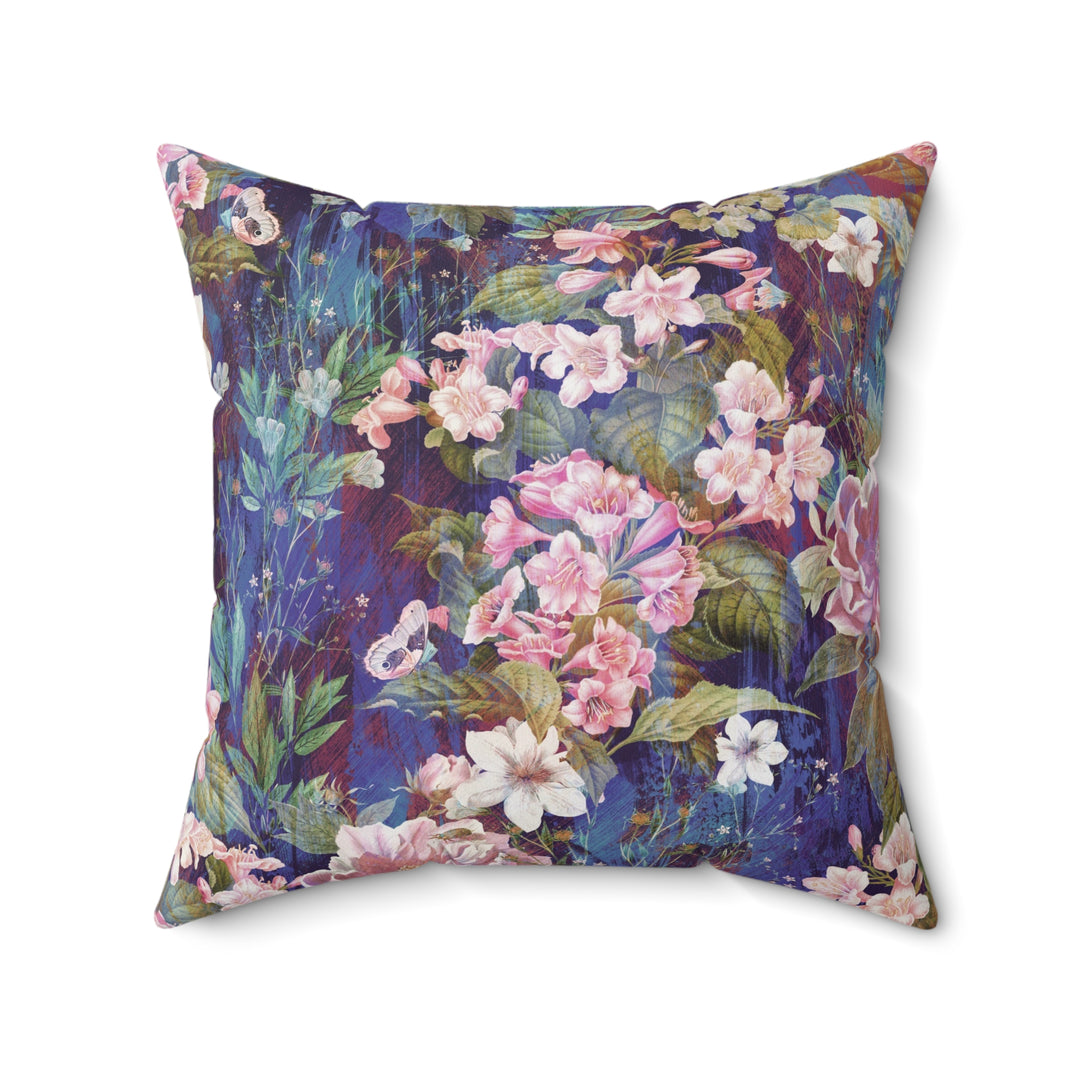 Luxury Faux Suede Pillow - Midnight Bloom