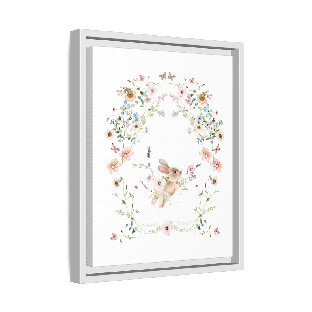 Canvas Wall Art - Sustainably Made Framed Wall Art - Baby Bunny Wreath