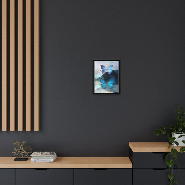 Canvas Art - Sustainably Made Framed Wall Décor - Blue Butterfly Mist