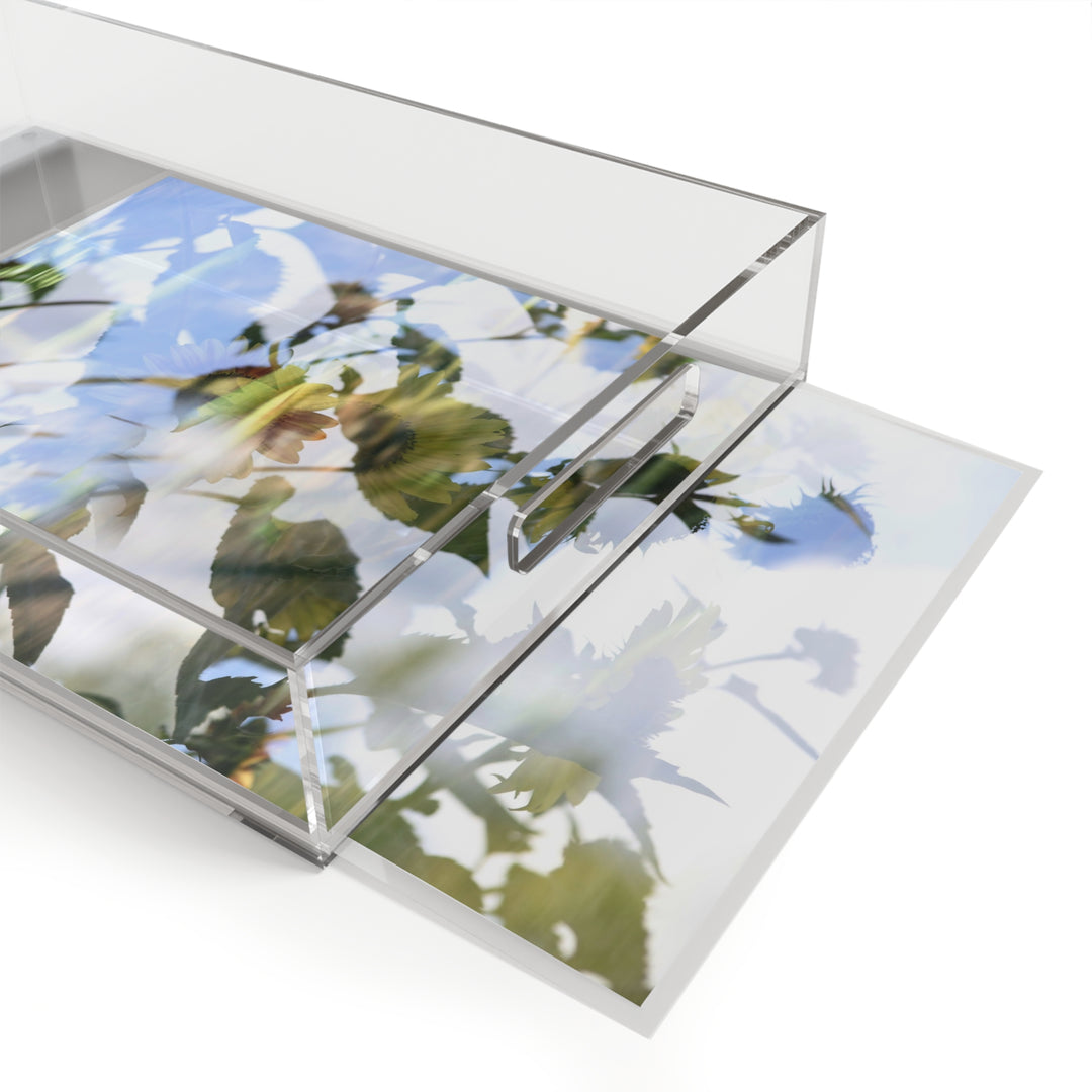 Elegant Vintage Flower Acrylic Serving Tray - Summer Sunflower