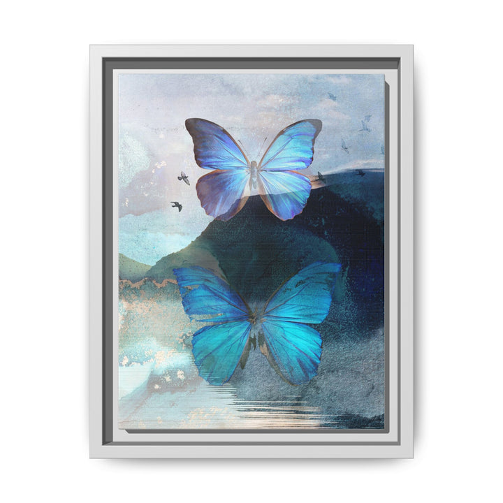 Canvas Art - Sustainably Made Framed Wall Décor - Blue Butterfly Mist