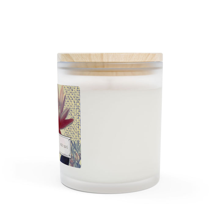 Frosted Glass Candle - 11oz - Soy Wax - Red Flower