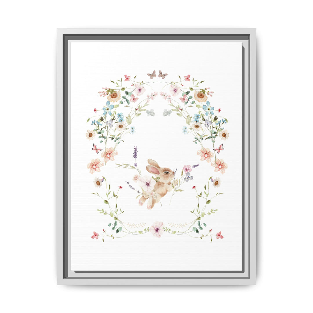 Canvas Wall Art - Sustainably Made Framed Wall Art - Baby Bunny Wreath