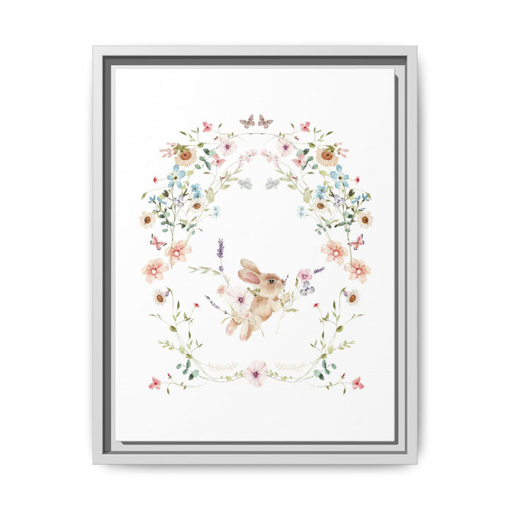Canvas Wall Art - Sustainably Made Framed Wall Art - Baby Bunny Wreath