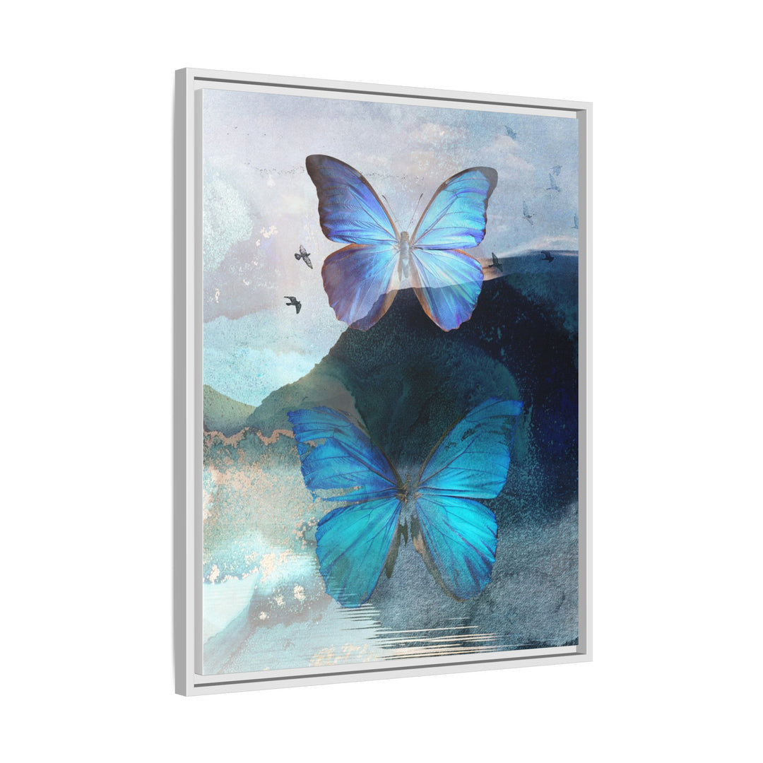 Canvas Art - Sustainably Made Framed Wall Décor - Blue Butterfly Mist