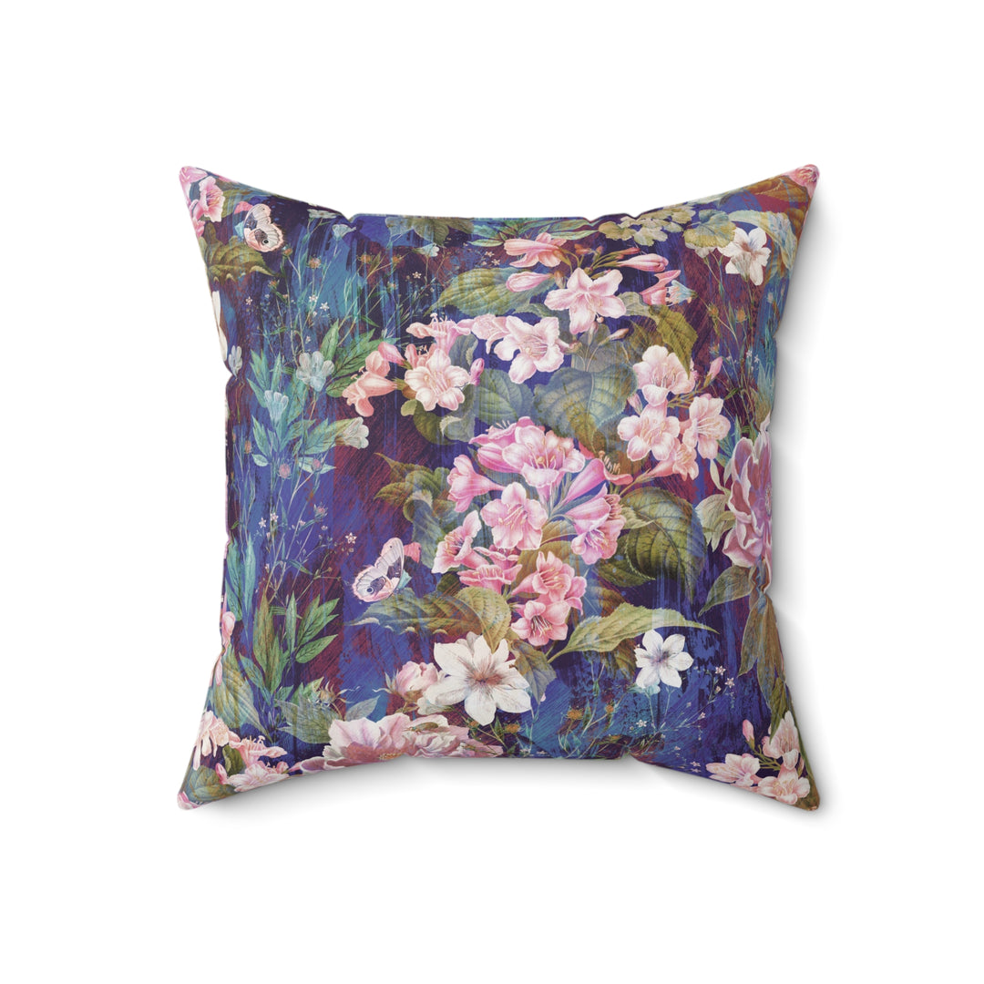 Luxury Faux Suede Pillow - Midnight Bloom