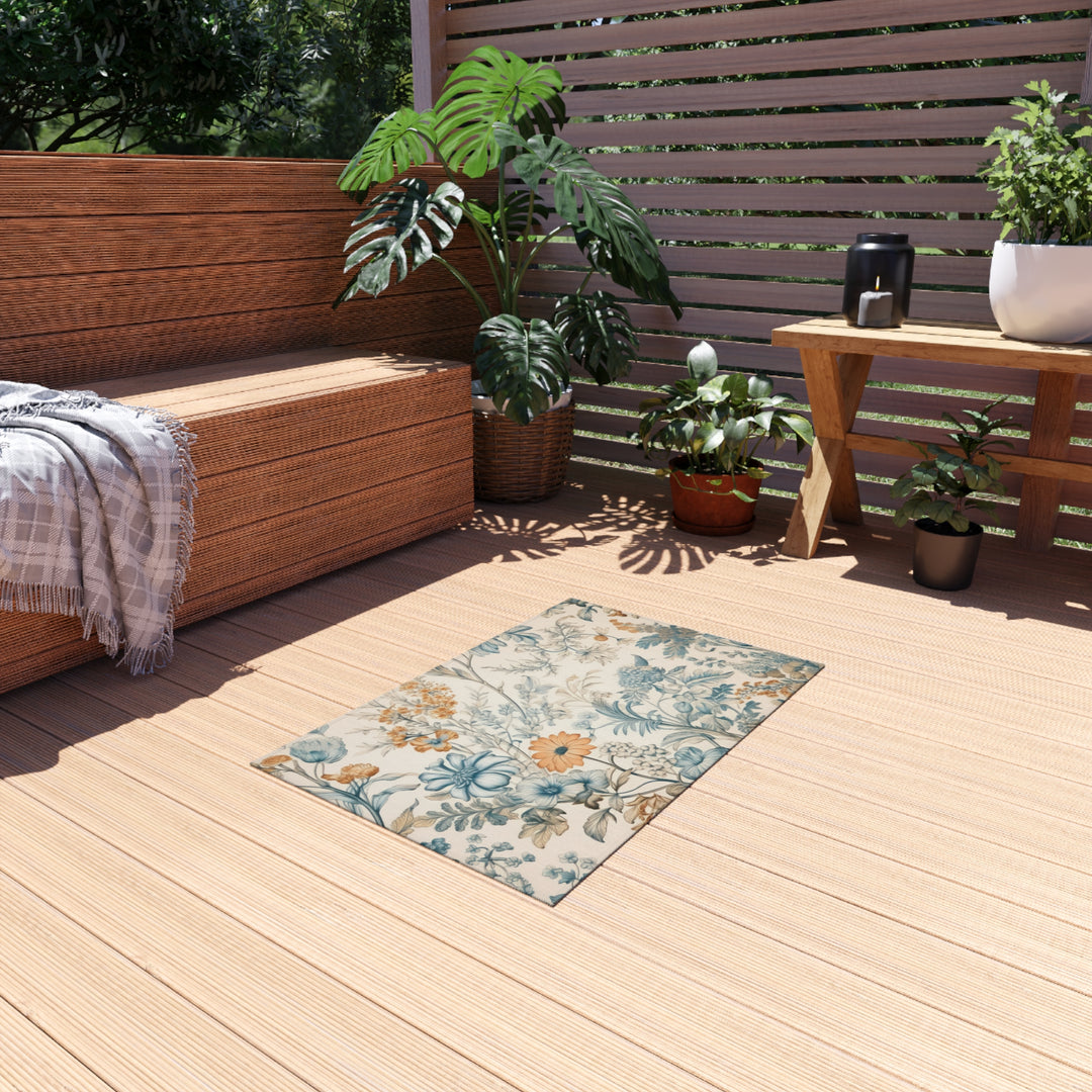 Soft Floral Outdoor Rug - Gold Garden