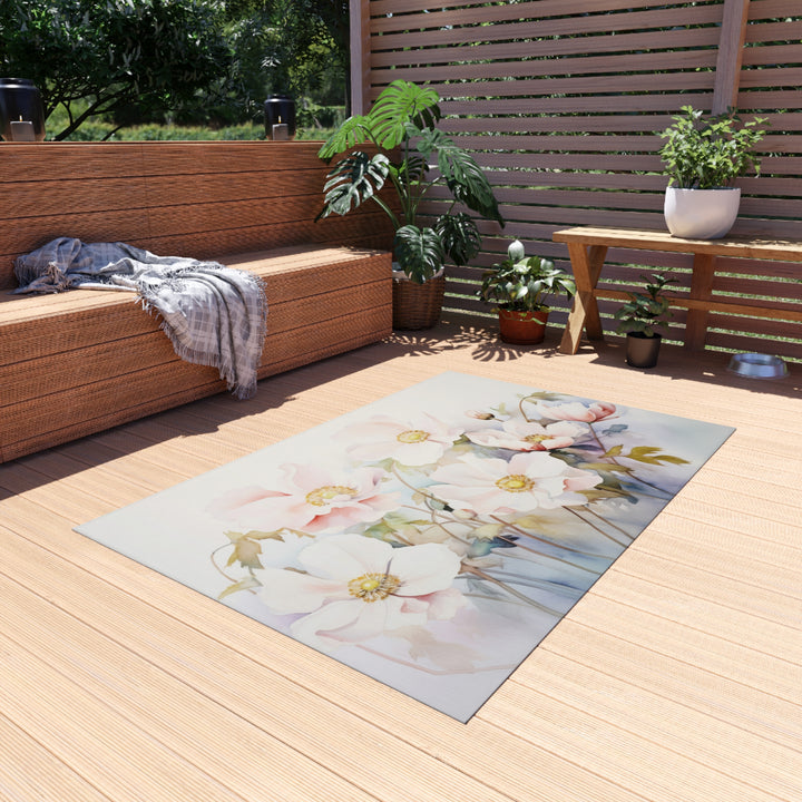 Outdoor Rug - Watercolor Morning Flowers
