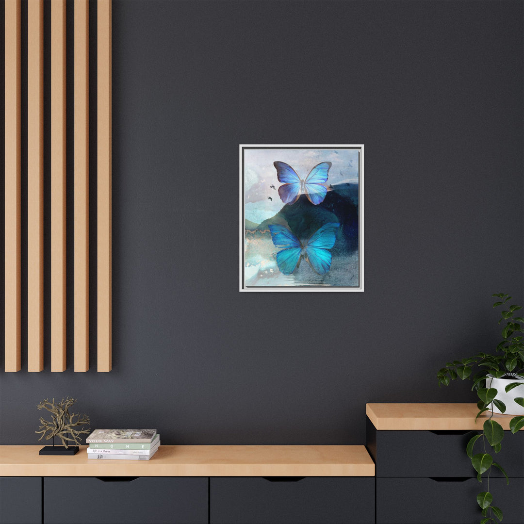 Canvas Art - Sustainably Made Framed Wall Décor - Blue Butterfly Mist