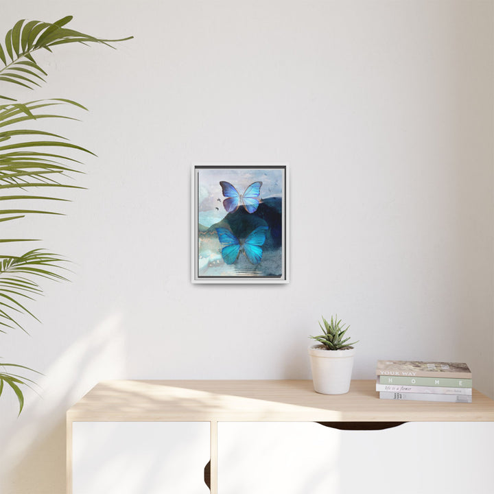 Canvas Art - Sustainably Made Framed Wall Décor - Blue Butterfly Mist