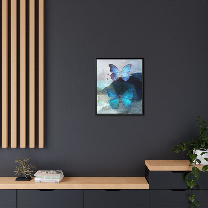 Canvas Art - Sustainably Made Framed Wall Décor - Blue Butterfly Mist