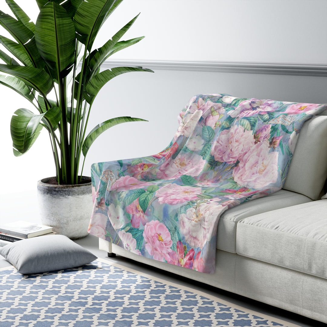 Sherpa Fleece Blanket - Rose Delight