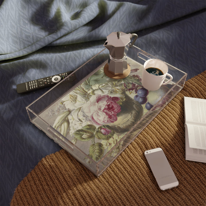 Acrylic Serving Tray - Rose Still Life