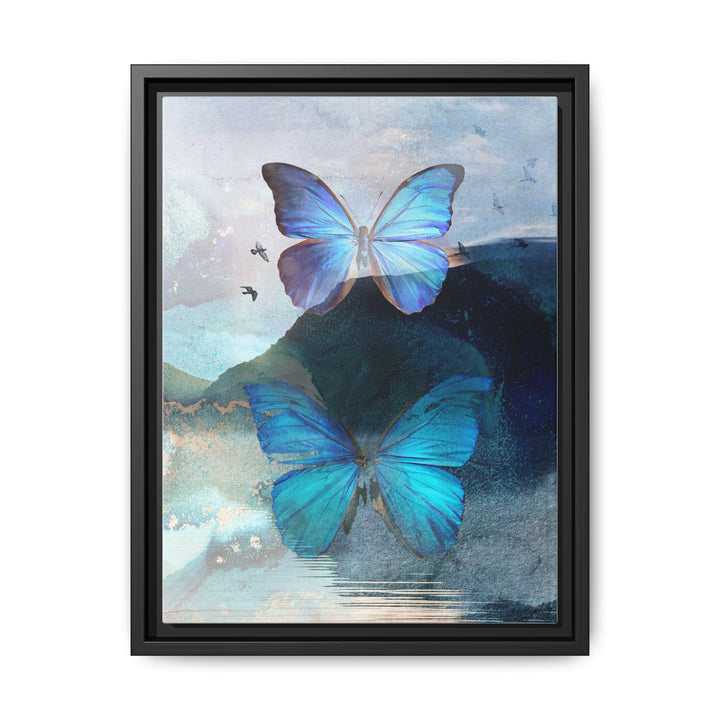Canvas Art - Sustainably Made Framed Wall Décor - Blue Butterfly Mist