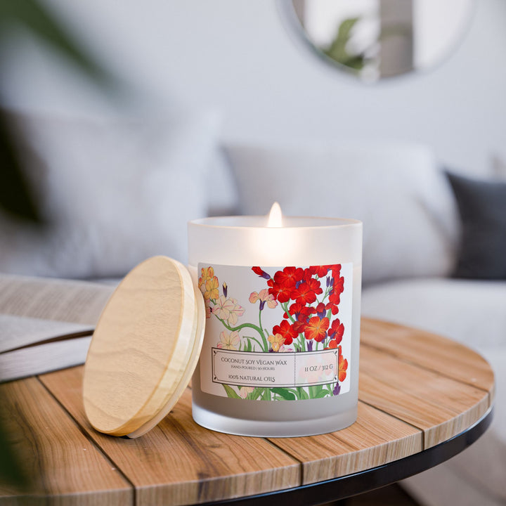 Frosted Glass Candle - 11oz - Soy Wax - Japanese Garden