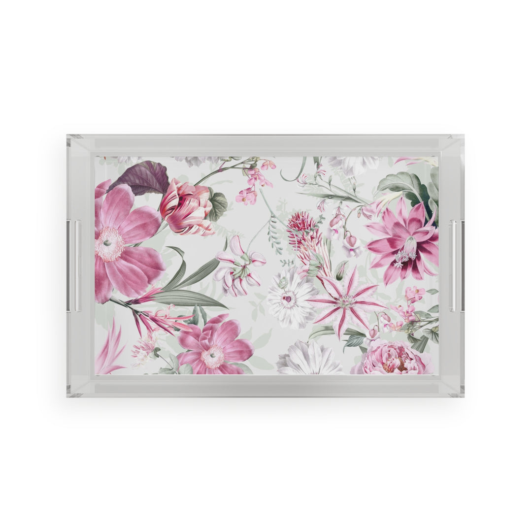 Acrylic Serving Tray - Pink Garden