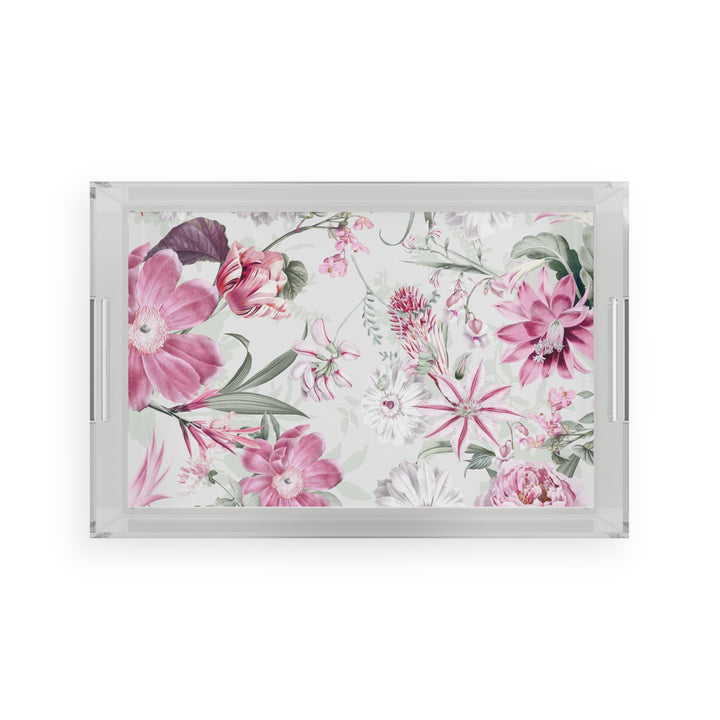 Acrylic Serving Tray - Pink Garden