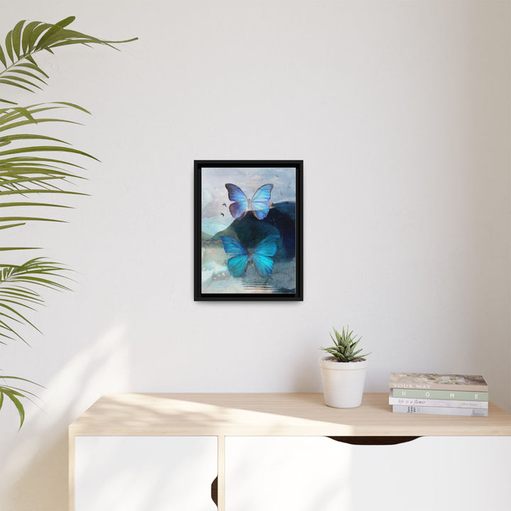 Canvas Art - Sustainably Made Framed Wall Décor - Blue Butterfly Mist