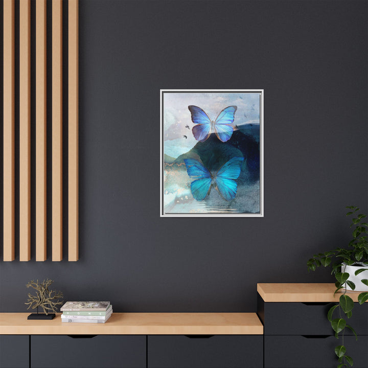 Canvas Art - Sustainably Made Framed Wall Décor - Blue Butterfly Mist