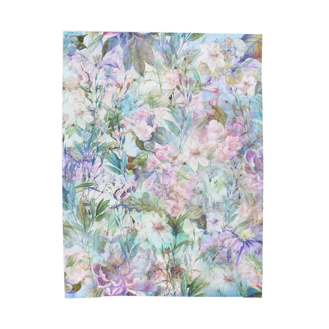 Luxury Velveteen Plush Blanket - Pastel Garden- Cozy & Soft