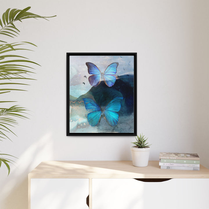 Canvas Art - Sustainably Made Framed Wall Décor - Blue Butterfly Mist