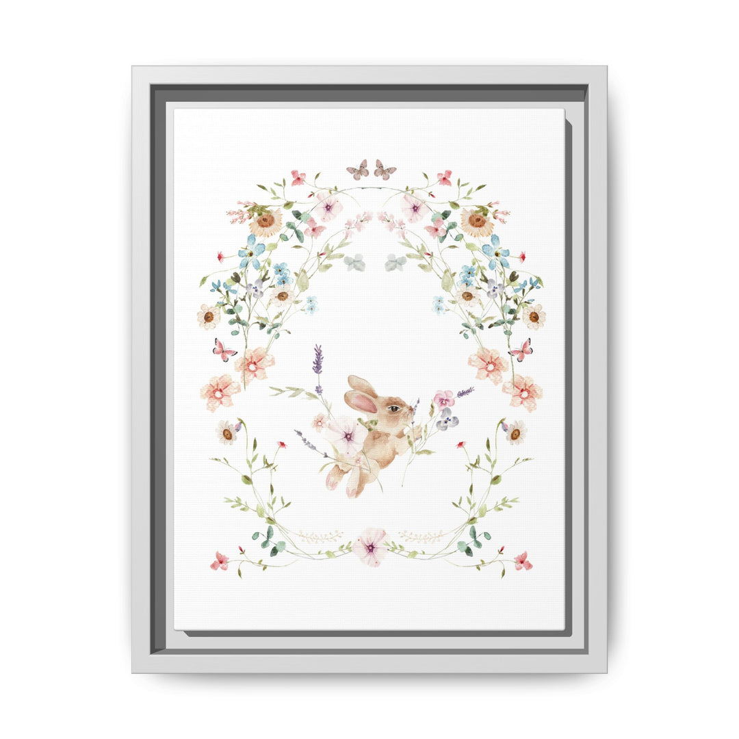 Canvas Wall Art - Sustainably Made Framed Wall Art - Baby Bunny Wreath